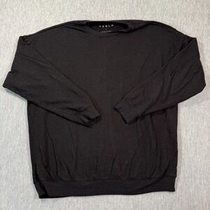 Tesla Sweatshirt Men Large Black Pullover Crewneck Fleece Casual Logo Minimalist